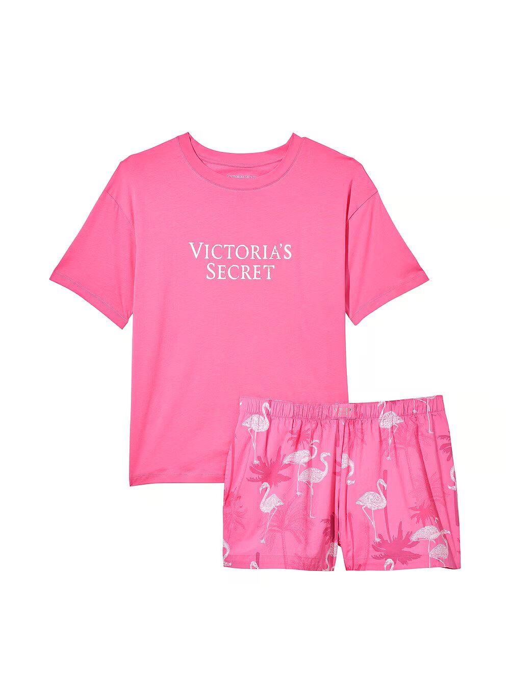 ПІЖАМА VICTORIA'S SECRET Cotton Short Tee-Jama Set рожева фламінго M