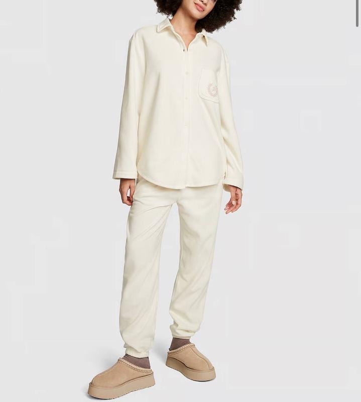 ПІЖАМА VICTORIA'S SECRET PINK Polar Fleece Jogger Set Creamer White L