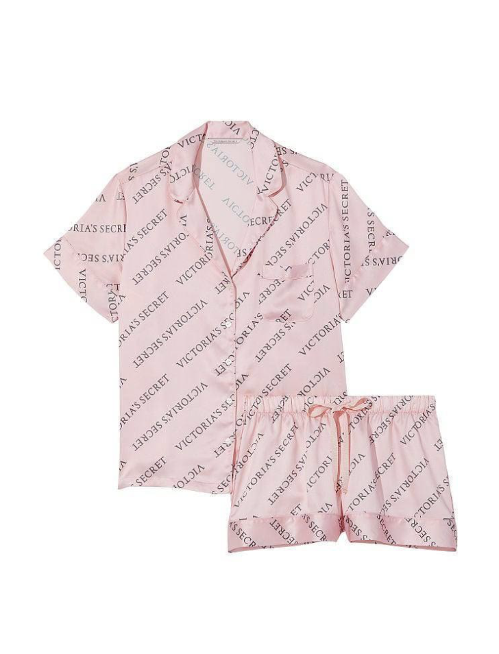 Піжама сатинова з принтом Victoria’s Secret - Satin Short Pajama Set Size L