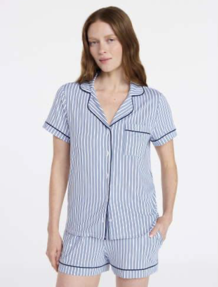Піжама блакитна в полоску Victoria’s Secret Short Pajama Set Blue Stripe Size M