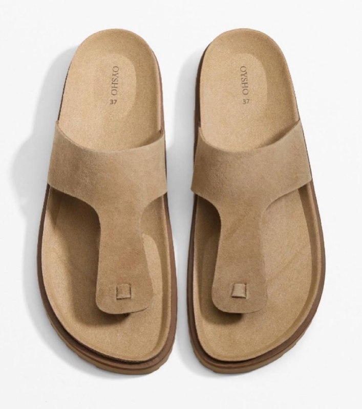 Замшеві шльопанці-в'єтнамки Oysho Size 37