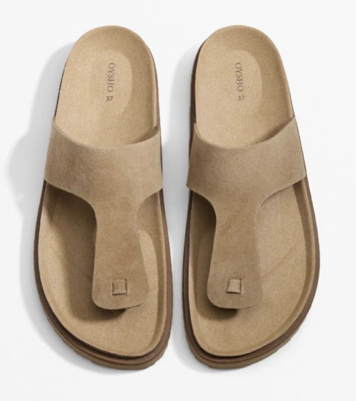 Замшеві шльопанці-в'єтнамки Oysho Size 38