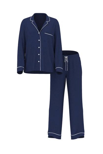 Піжама темно-синя модал Victoria's Secret Modal Long Pajama Set Size M