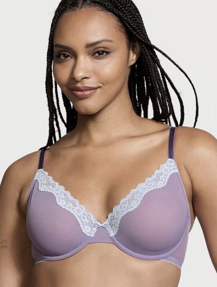 Бюстгальтер лавандовий з блакитними вставками Victoria’s Secret Dream Angels Unlined Demi Bra Size 34C