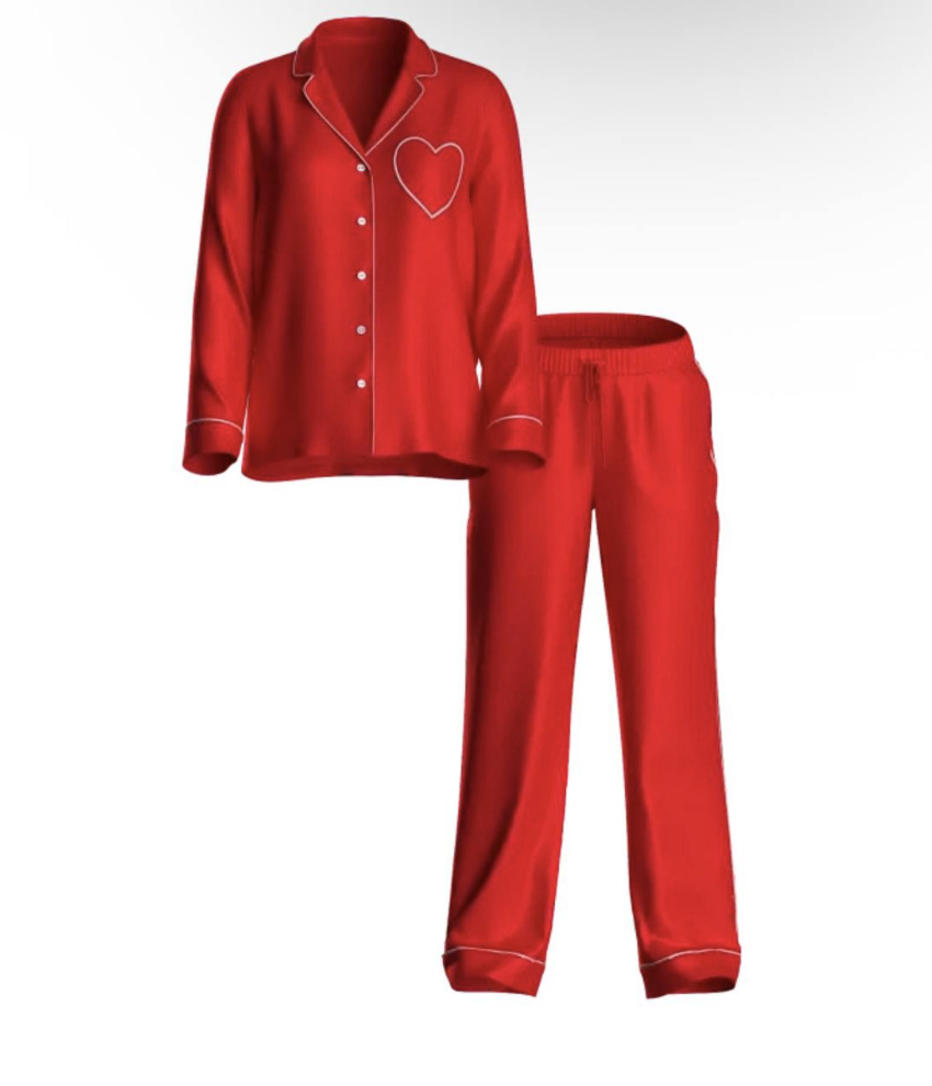 Піжама червона сатинова Signature Satin Long Pajama Set Vermillion Size M