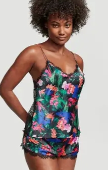 Атласний комплект для сну Victoria s Secret Satin and Lace Cami Set floral L