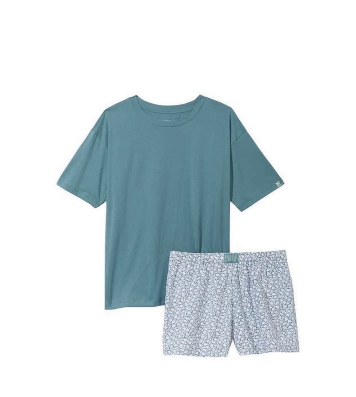 Піжама Victoria's Secret Cotton Short Tee-Jama Set блакитна квіточки XS
