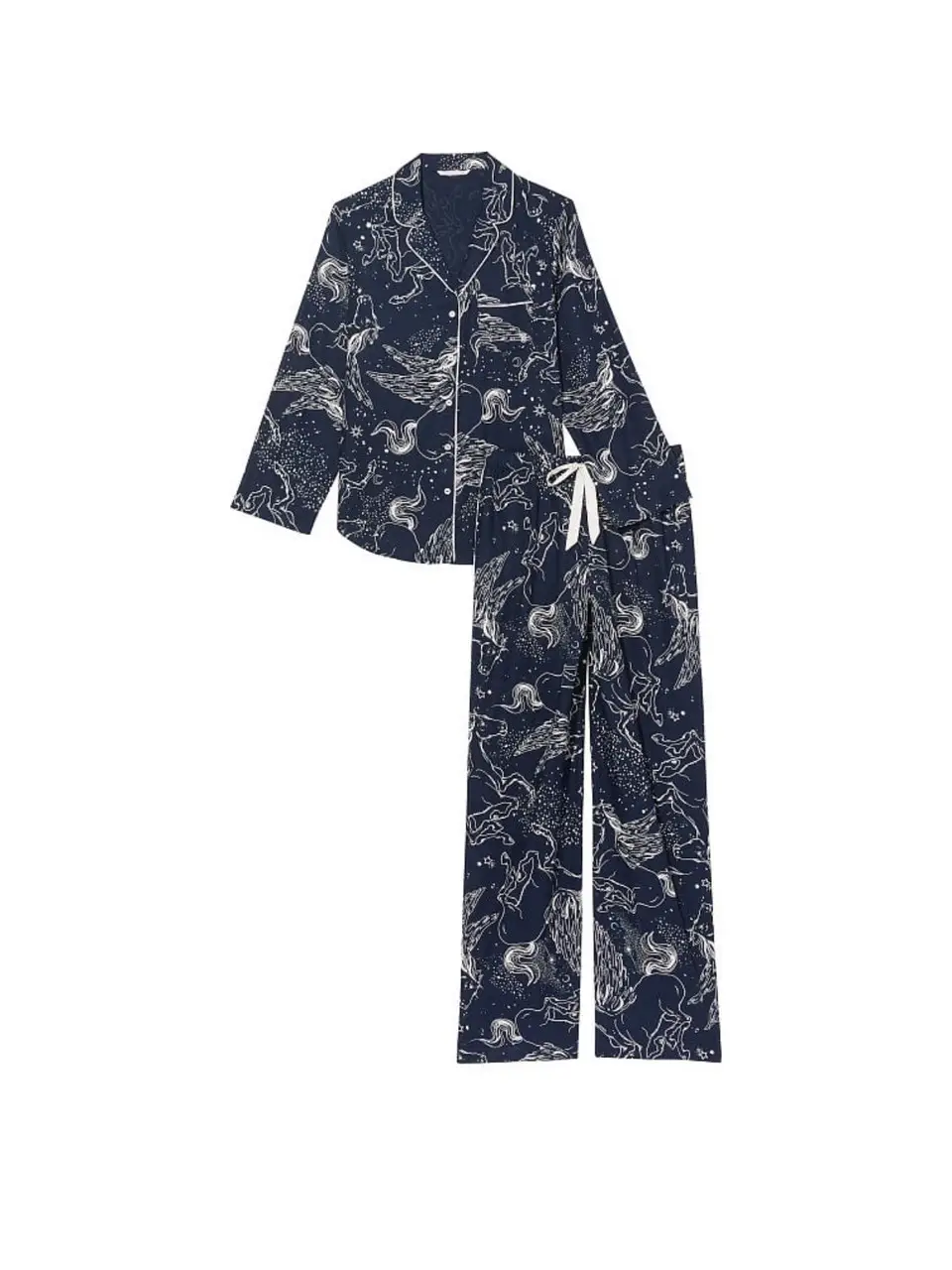 Піжама фланелева Темно-синя Victoria's Secret Flannel Long Noir Navy Pegasus Pajama Set розмір XS long