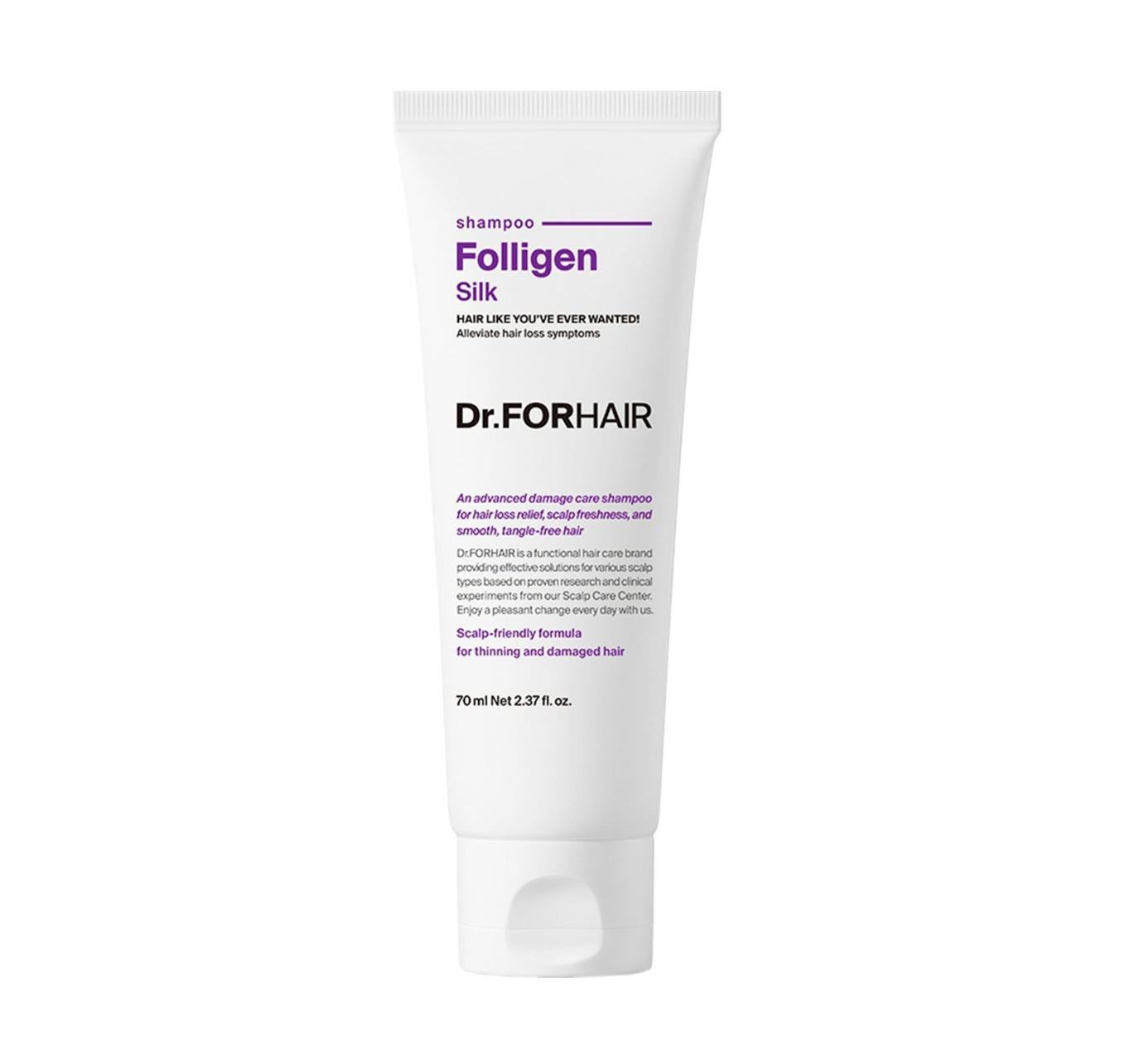 Шампунь для сухого та пошкодженого волосся Dr.FORHAIR Folligen Silk Shampoo, Мініатюра 70ml
