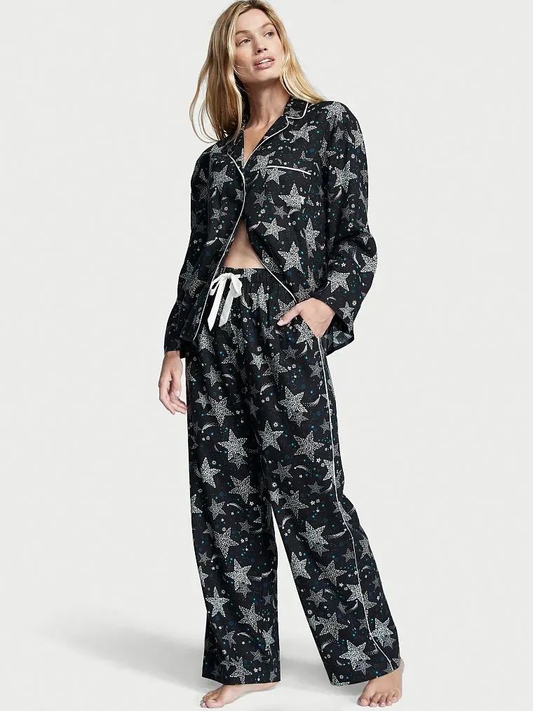 Піжама FLANNEL LONG PJ SET BLACK STARS Victoria's Secret розмір Xs regular