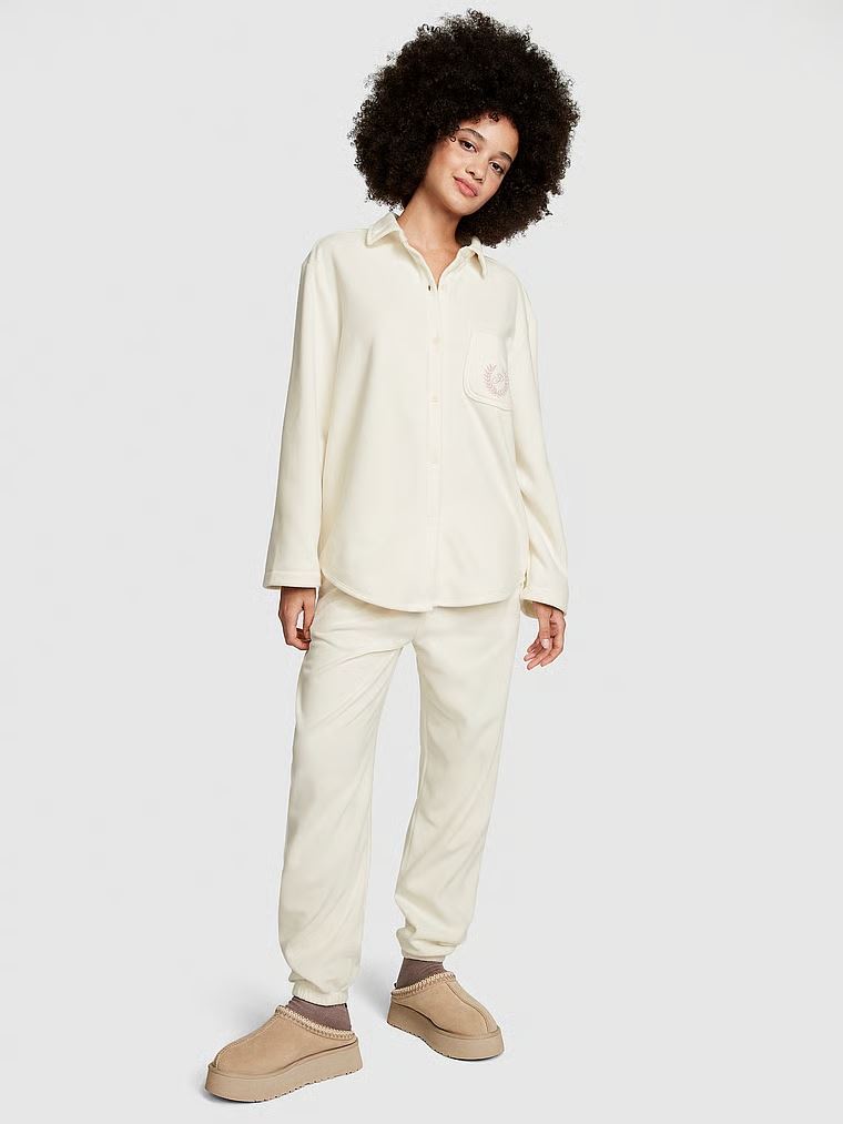 ПІЖАМА VICTORIA'S SECRET PINK Polar Fleece Jogger Set Creamer White M