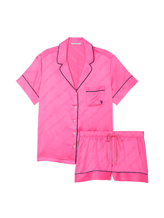 Піжама сатинова Satin Short Pajama Set Hollywood Pink Victoria's Secret рожева S