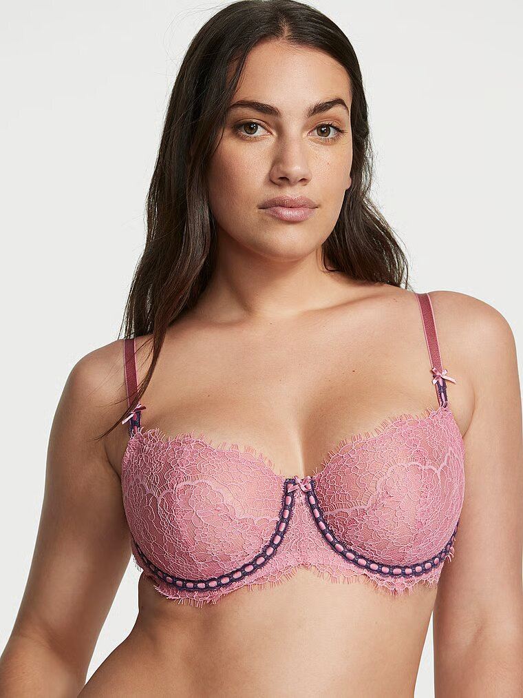 Бюст VICTORIA'S SECRET DREAM ANGELS Wicked Unlined Ribbon Slot Lace Balconette Bra PUSH UP WITHOUT PADDING
