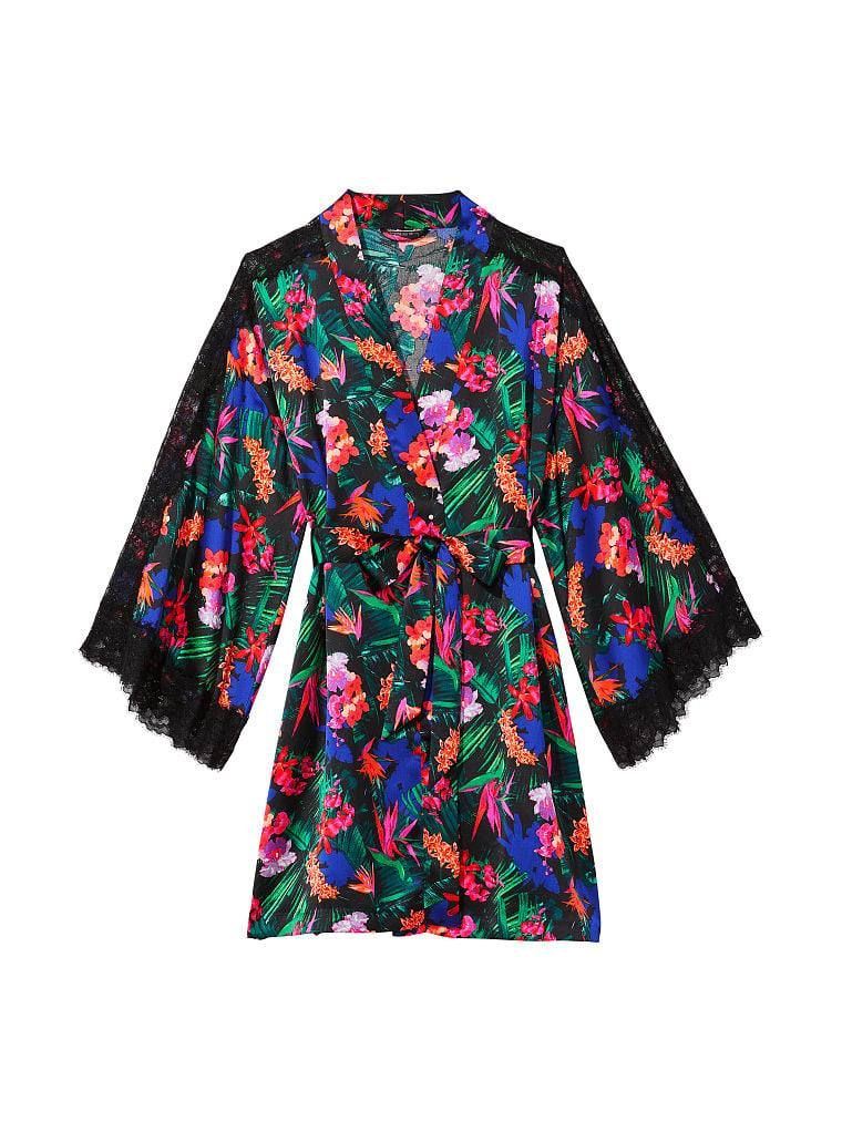 Атласний халат Lace Inset Robe Moonlit Tropic Victoria's Secret розмір Xs/S