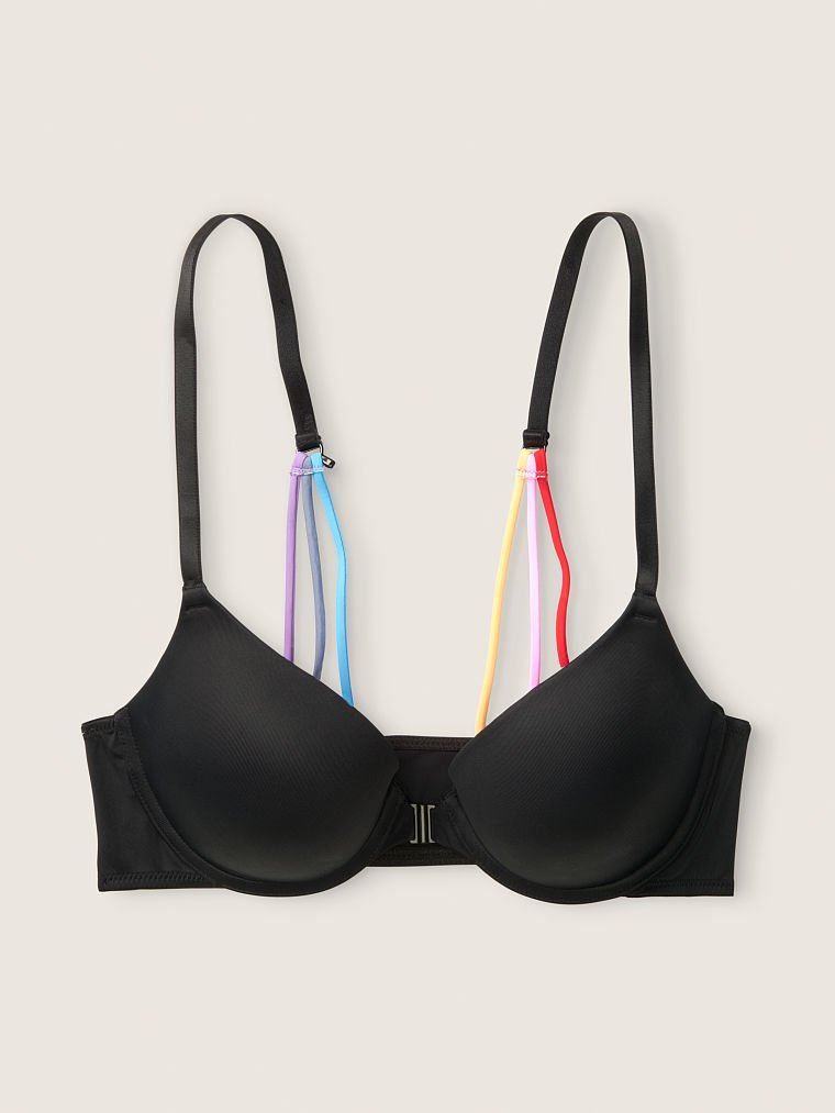Бюст Victoria’s Secret WEAR EVERYWHERE PUSH-UP BRA Pink Pure Black With Rainbow Straps