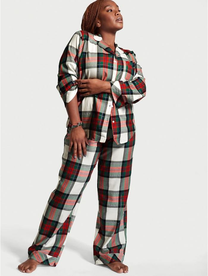 ПІЖАМА VICTORIA'S SECRET FLANNEL LONG PJ SET РІЗНОКОЛЬОРОВА КЛІТИНКА