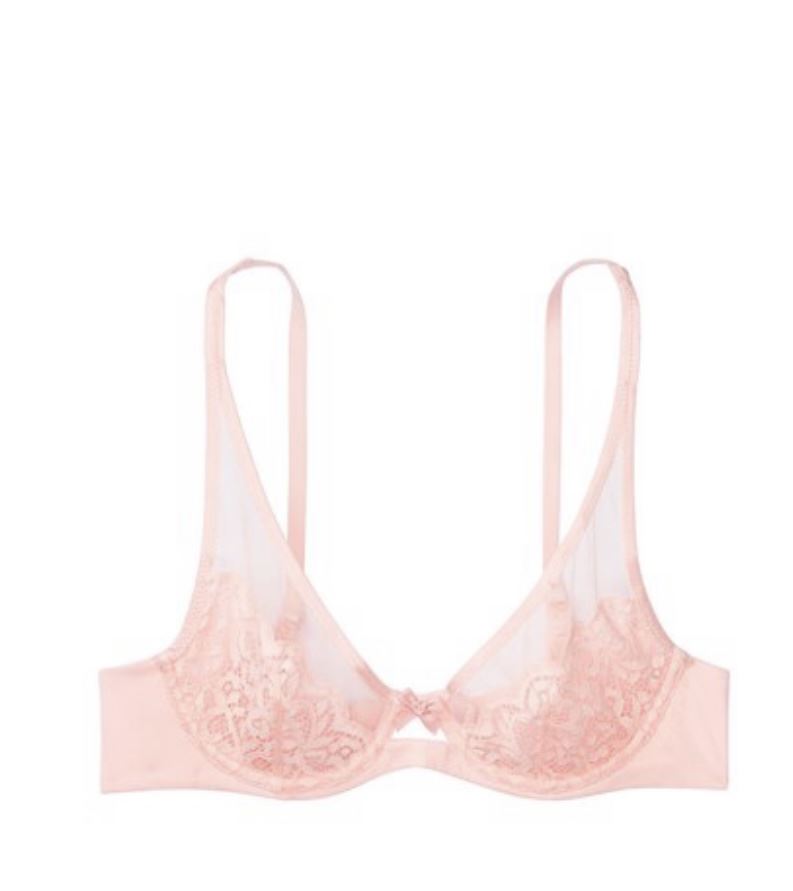 Бюст бралет Victoria's Secret Luxe Lingerie Unlined Mesh Full-coverage Plunge Bra Pink