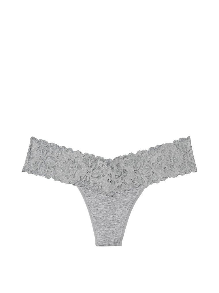 ТРУСИКИ-СТРІНГИ VICTORIA'S SECRET - Lace Waist Cotton Thong Panty