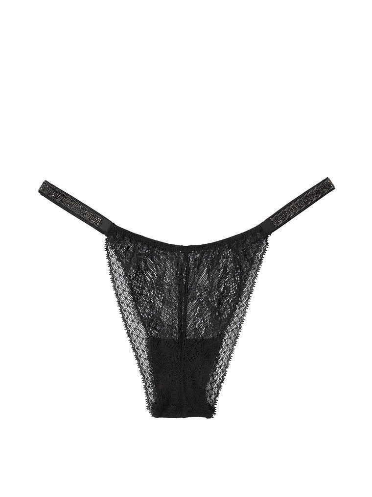Мереживні Бразильяни зі стразами Victoria’s Secret Bombshell Shine Strap Brazilian Panty black