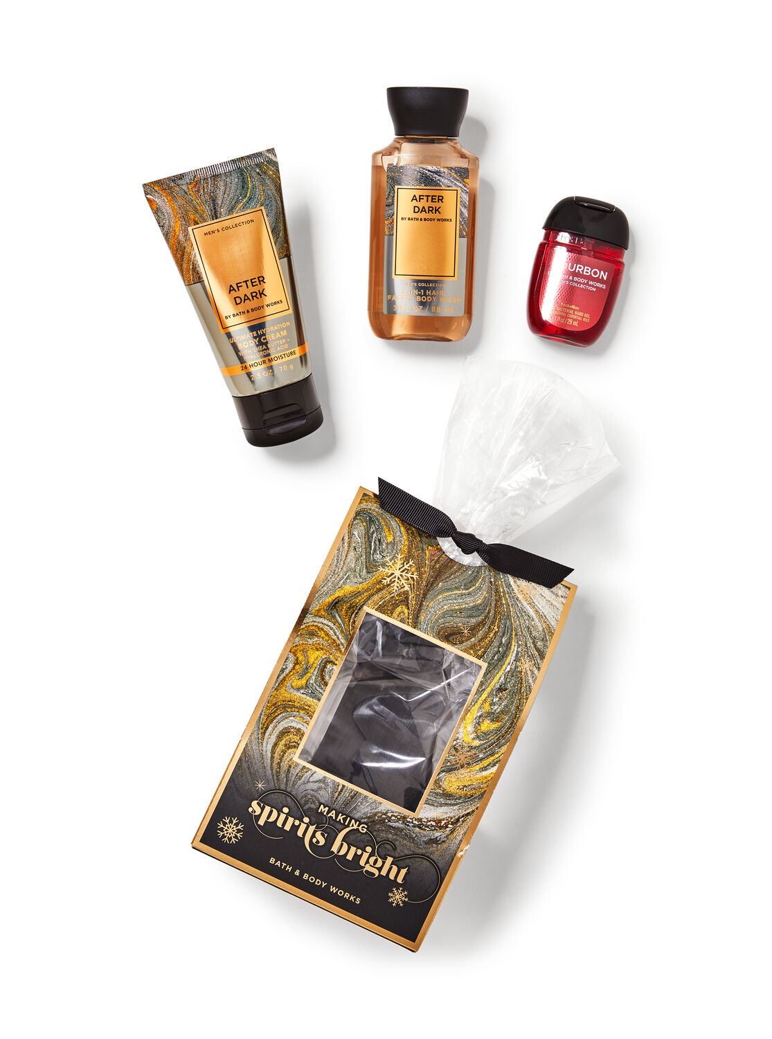 Подарунковий набір Bath and body works - Mens AFTER DARK Mini Gift Box Set (крем для тіла (70 мл), гель для душу-шампунь (33 мл) санітайзер (29 мл)