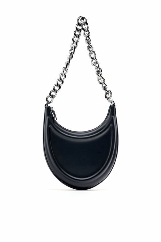 СУМКА ZARA HALF-MOON SHOULDER BAG WITH CHAIN STRAP