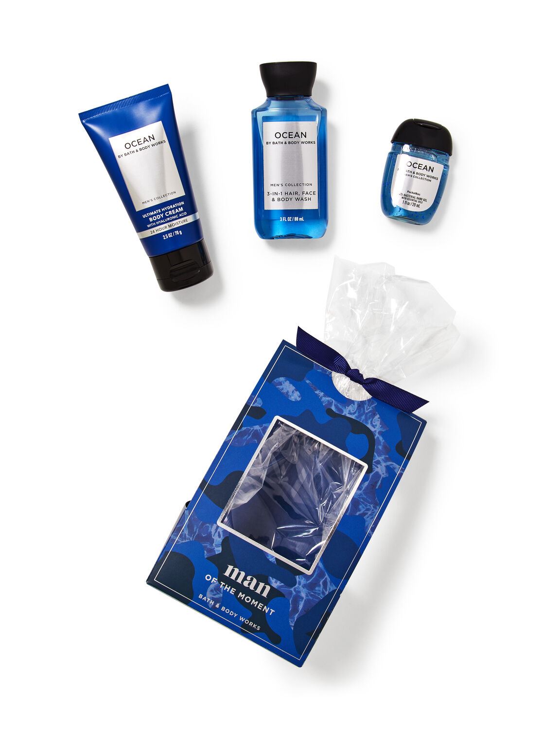 Подарунковий набір Bath and body works - OCEAN (of the moment) Mini Gift Box Set (крем для тіла (70 мл), гель-шампунь (88 мл) санітайзер (29 мл)
