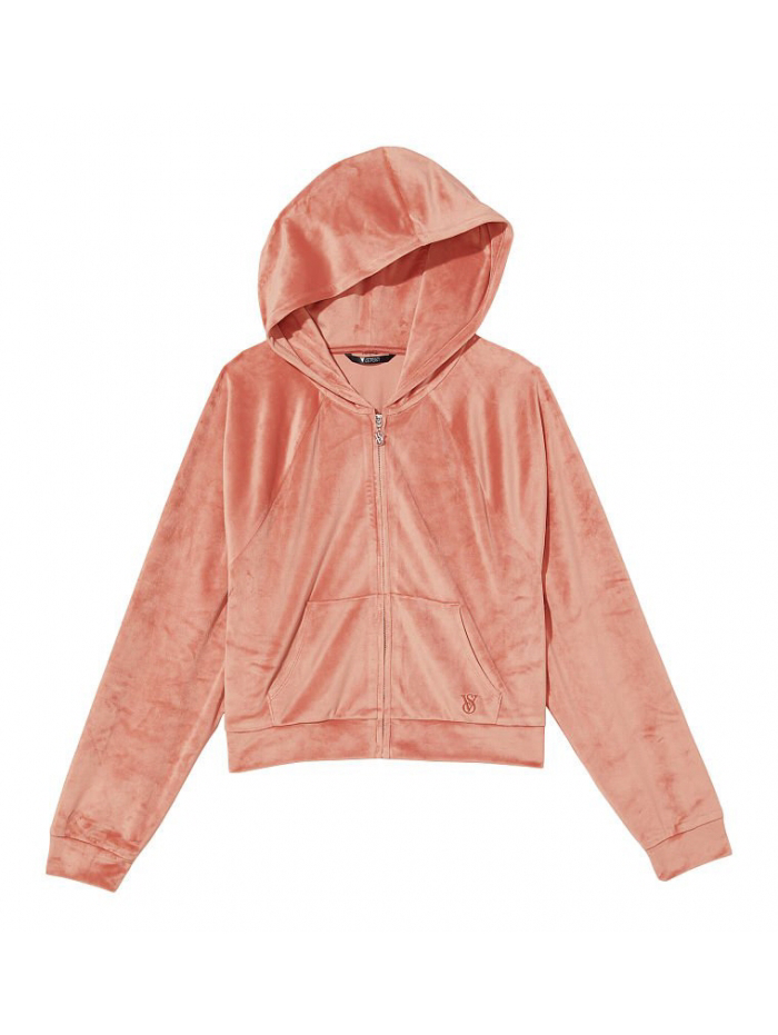 ВЕЛЮРОВИЙ СПОРТИВНИЙ КОСТЮМ VICTORIA'S SECRET VELOUR FRONT-ZIP HOODIE & VELOUR JOGGER, CANYON ROSE