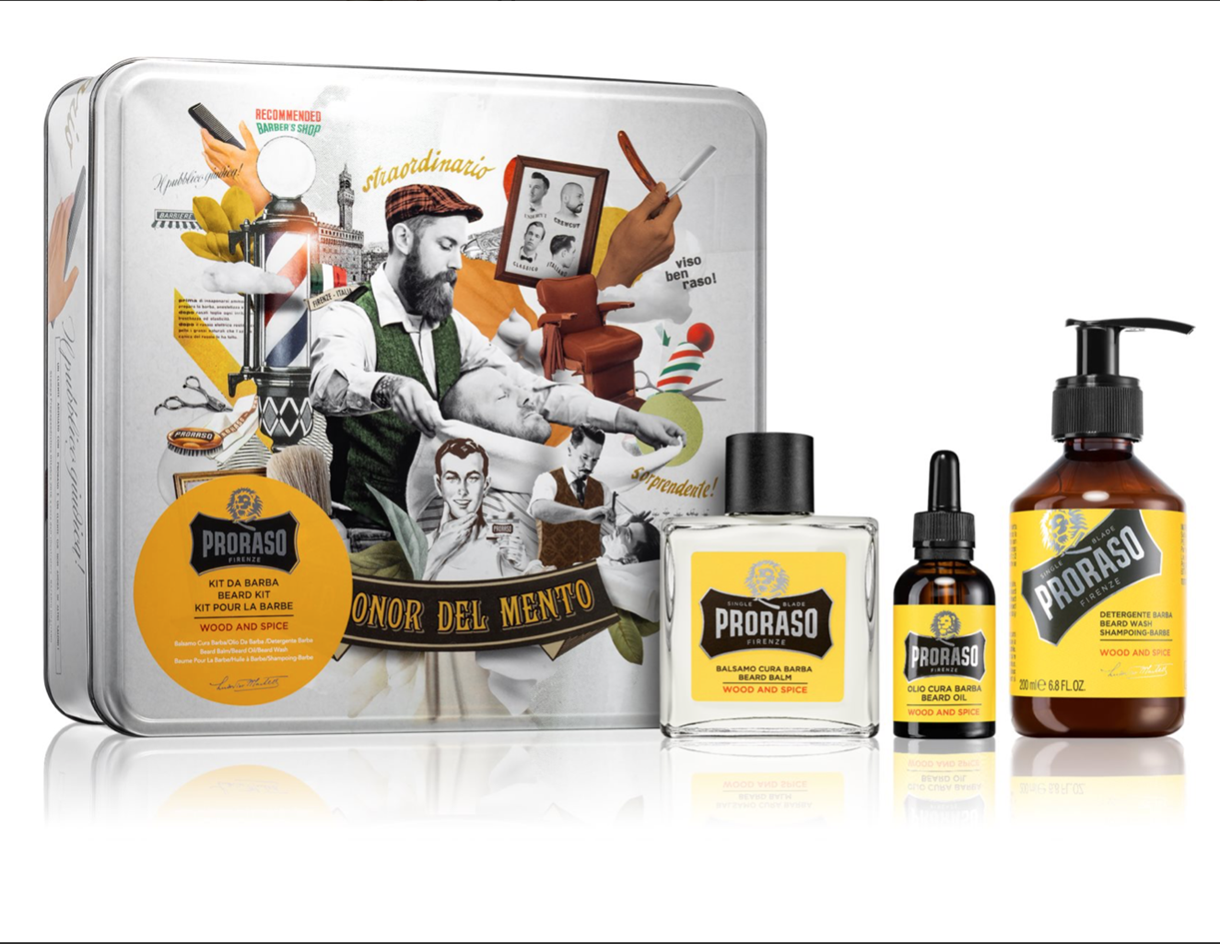 Набір для догляду за бородою Proraso Wood & Spice Beard Kit (balm/100ml + shmp/200ml + oil/30ml)