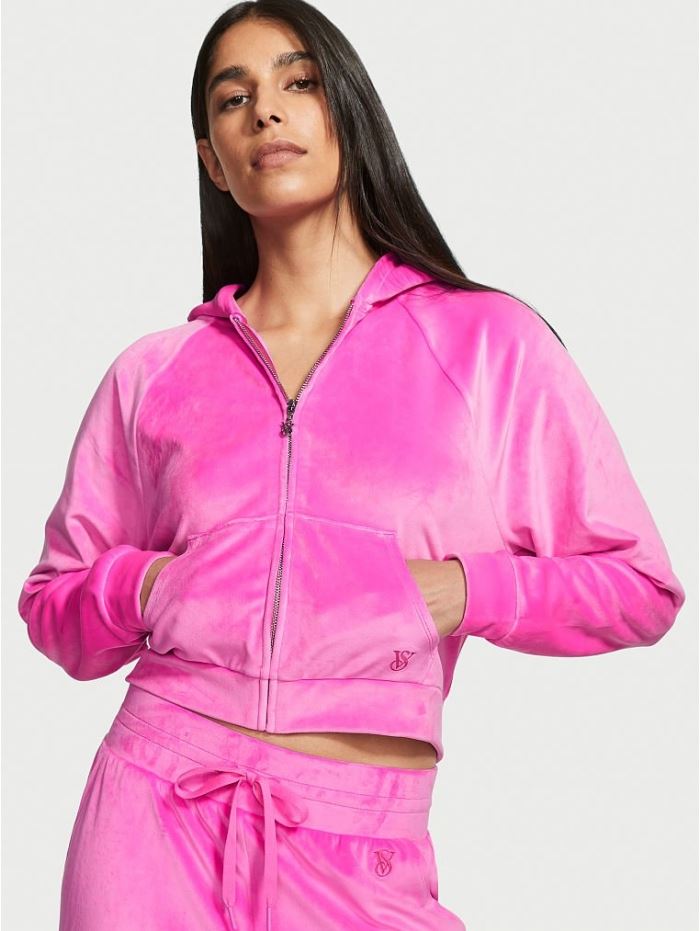 Велюровий спортивний костюм Velour Front-zip Electric Pink Graphic Victoria’s Secret