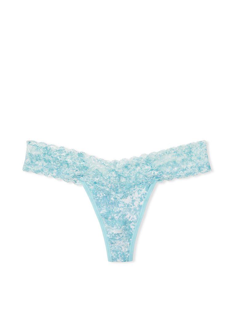 мереживні стрінги Victoria’s Secret - lace waist cotton thong panty (blue ombre)