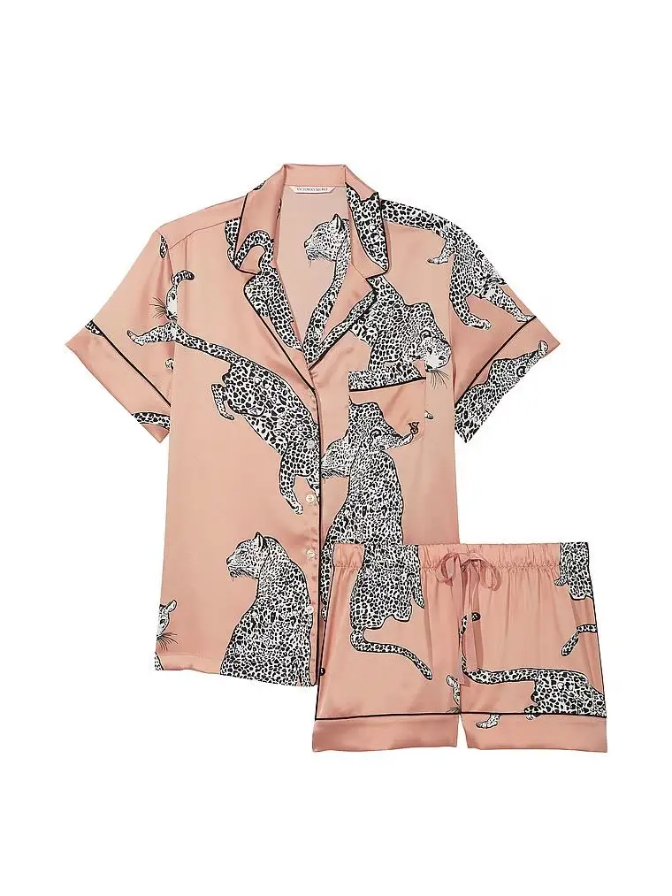 Сатинова піжама гепард Victoria's Secret satin short pj set з шортами розмір S