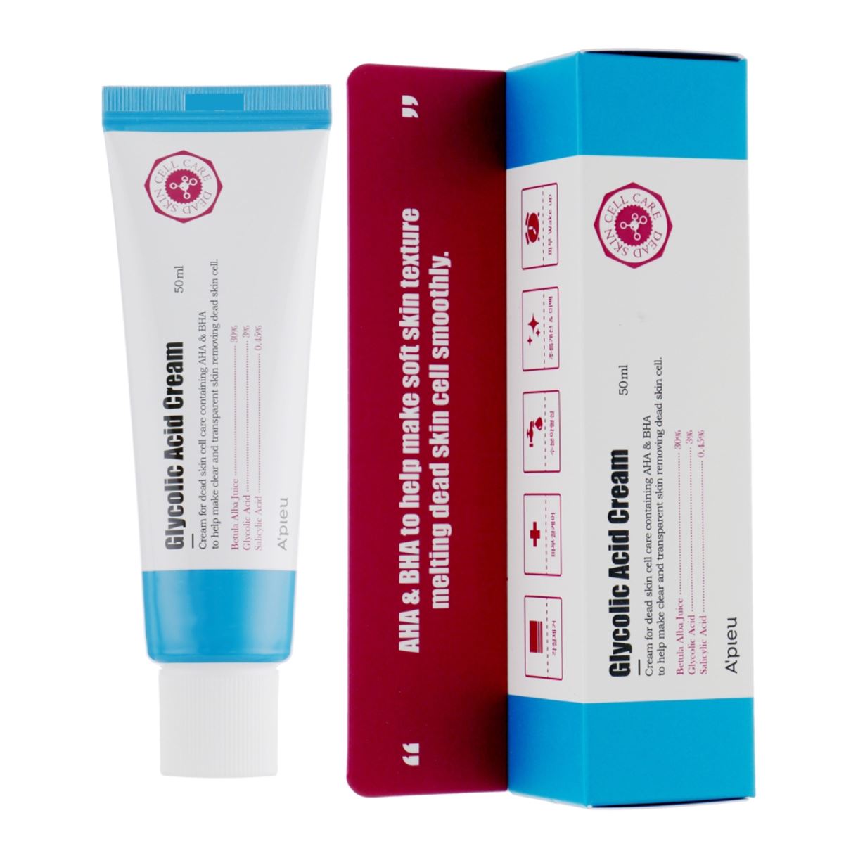 Відновлюючий крем для обличчя з AHA та BHA кислотами A'pieu - Glycolic Acid Cream