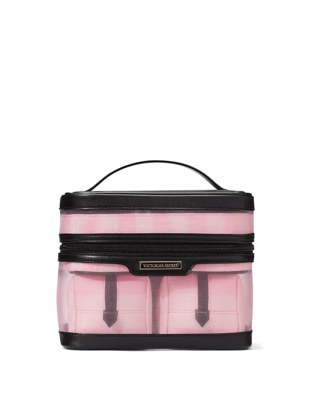 НАБІР КОСМЕТИЧОК 4-IN-1 TRAIN CASE ICONIC PINK STRIPED MESH