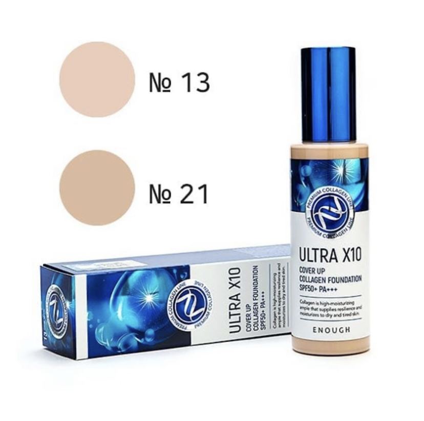 Зволожуючий тональний крем Enough Ultra X10 cover up Collagen Foundation SPF50+ PA+++ Тон 21