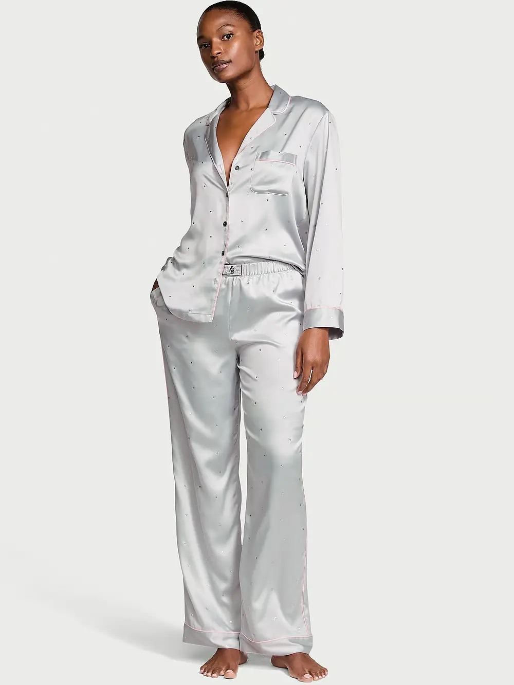 Атласна піжама з штанами Glazed Satin Dew Drop PJ Set Victoria's Secret розмір S regular