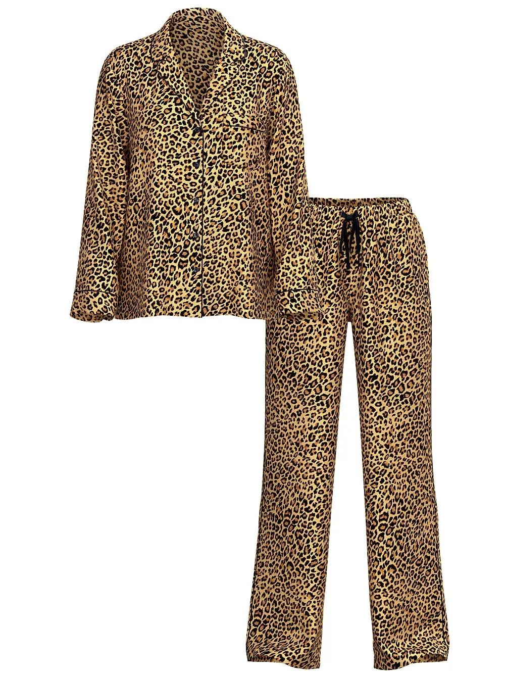 Піжама сатинова леопард Satin Long Pajama Set New Glam Leo S regular