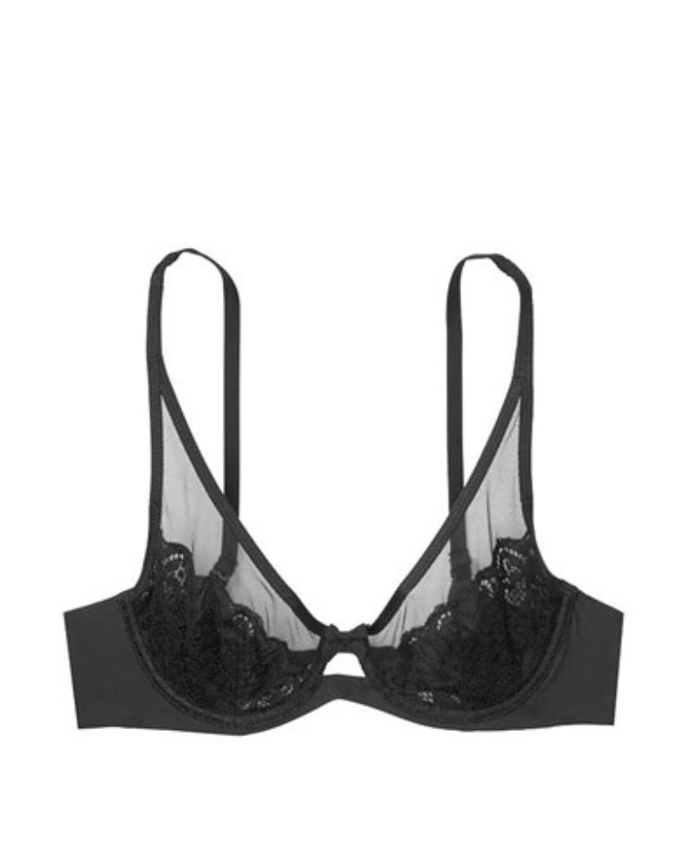 Бюст Victoria's Secret Luxe Lingerie Unlined Mesh Full-coverage Plunge Bra Black