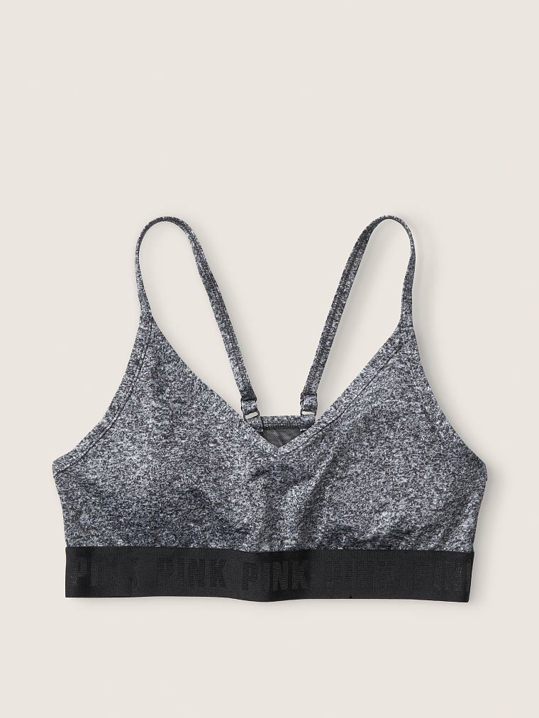 Топ Victoria’s Secret Pink ULTIMATE LIGHTLY-LINED SPORTS BRA Pure Black And Grey Marl Розмір XL