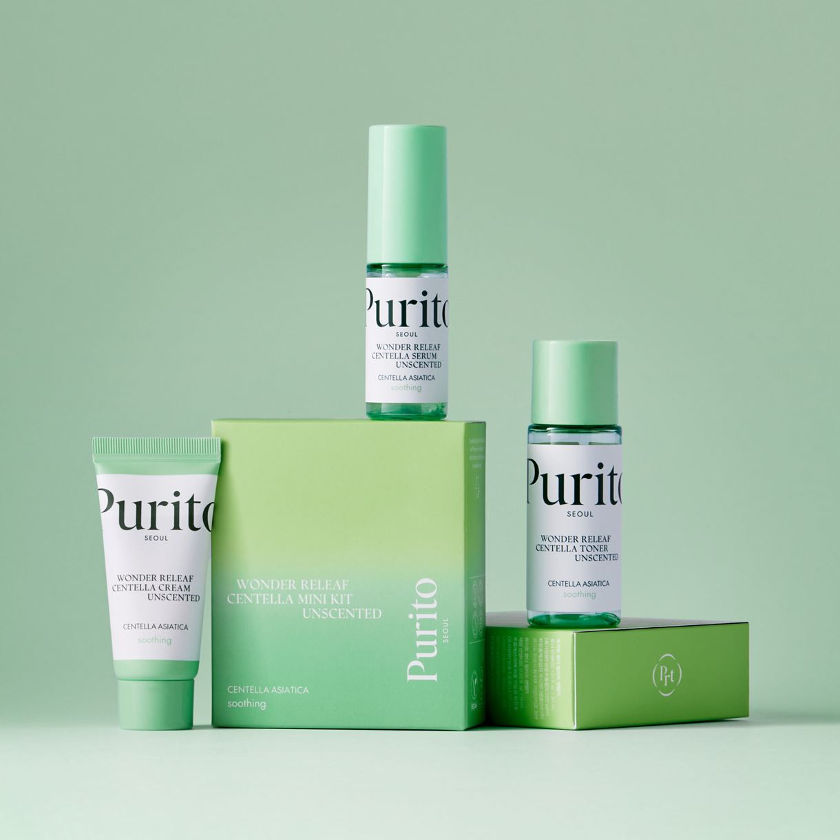Набір засобів з центеллою без ефірних масел Purito Seoul Wonder Releaf Centella Mini Kit Unscented