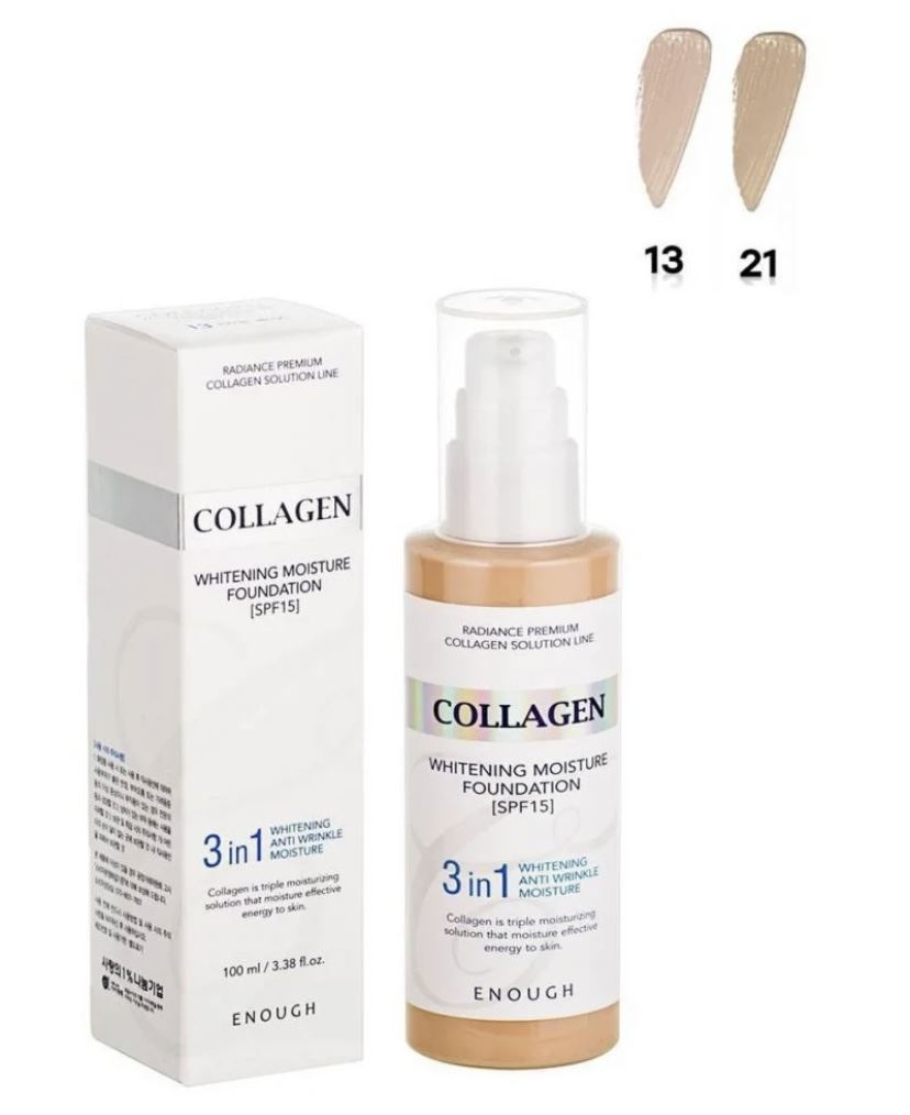 Тональний крем з колагеном 3 в 1 Enough Collagen Whitening Moisture Foundation SPF15, тон 21, 100мл
