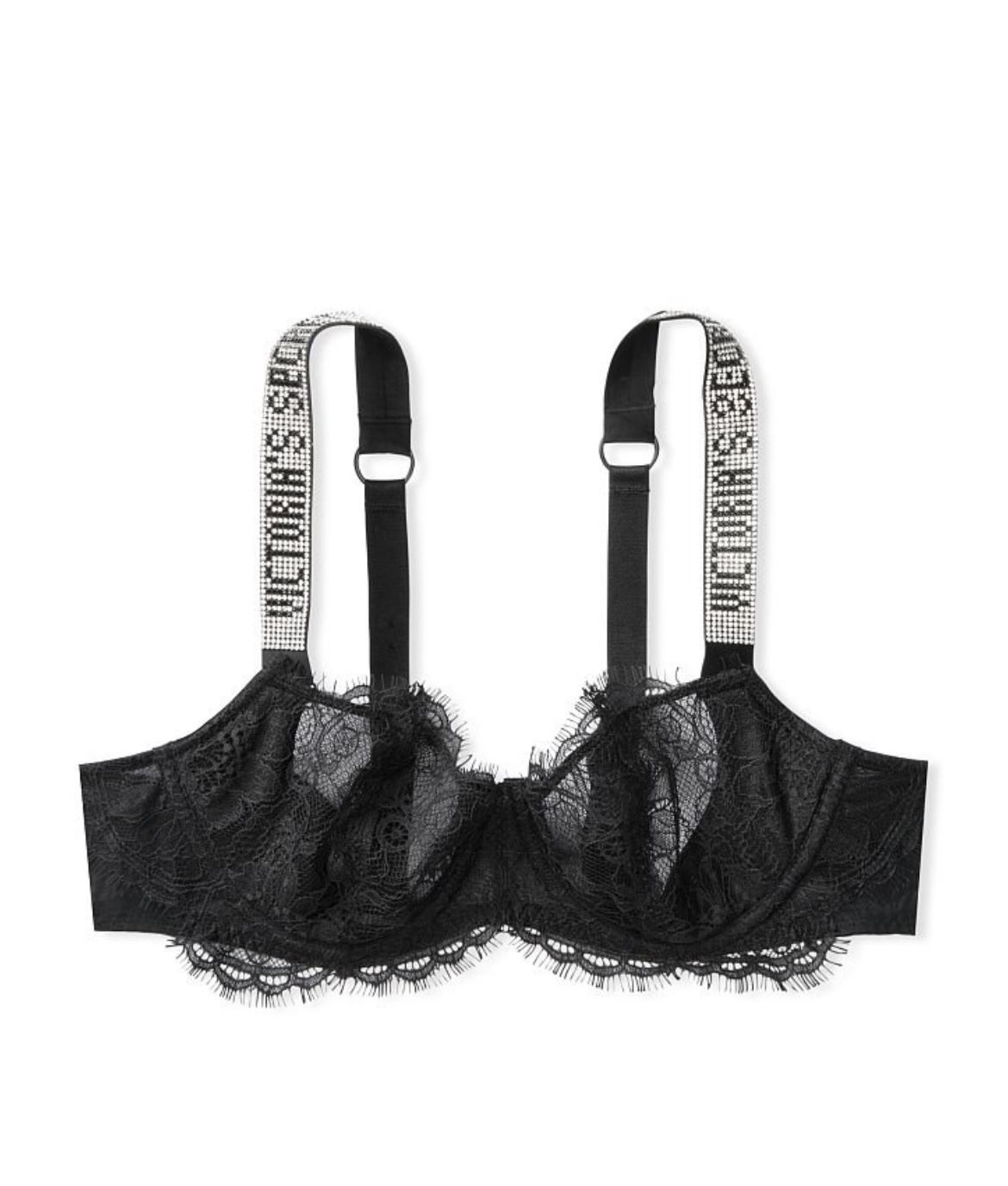 Мереживний Бюст Victoria’s Secret Wicked Unlined Lace Shine Strap Balconette Bra Black
