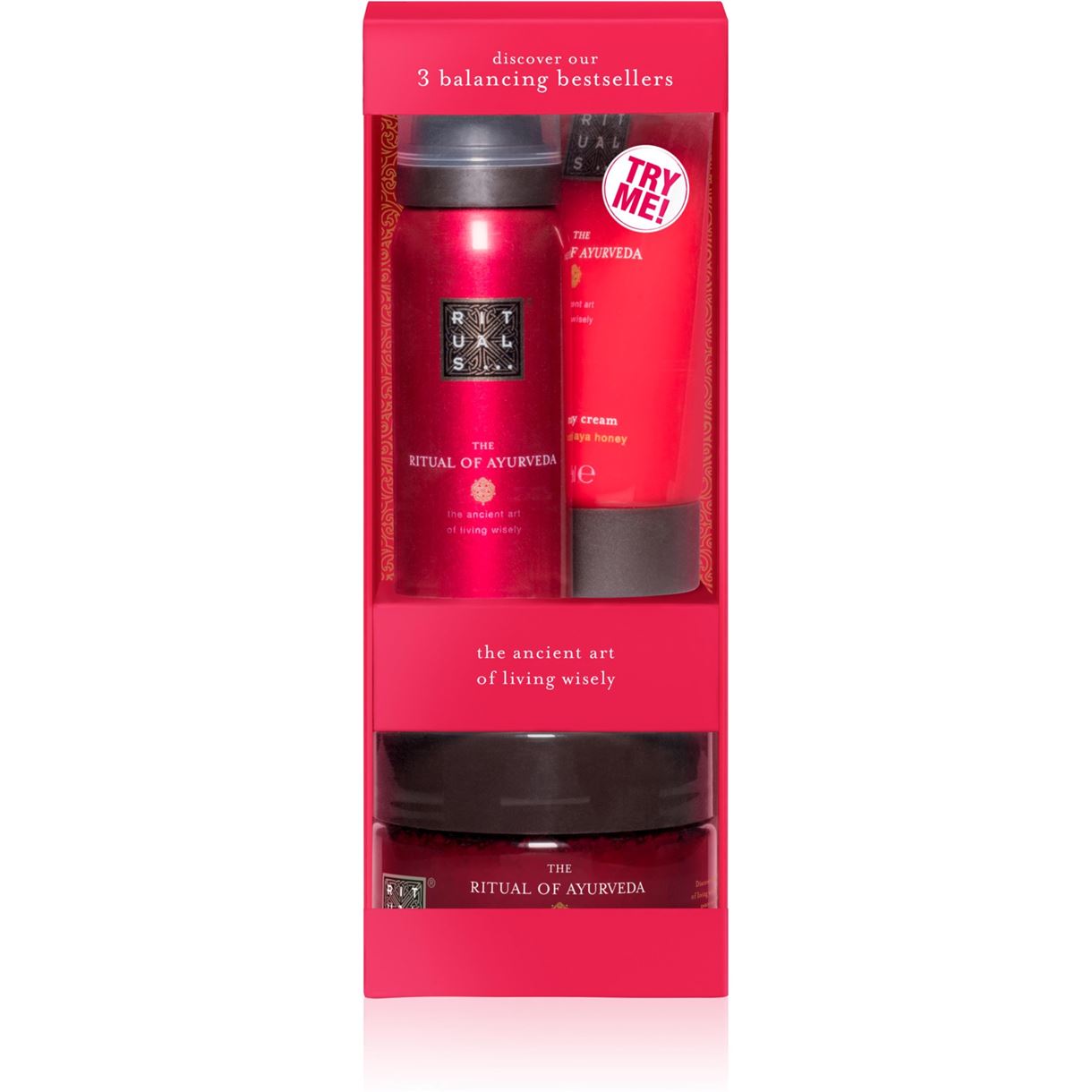 Набір для догляду за тілом rituals the ritual of ayurveda trial set (foam/50ml + cr/70ml + scr/125g)