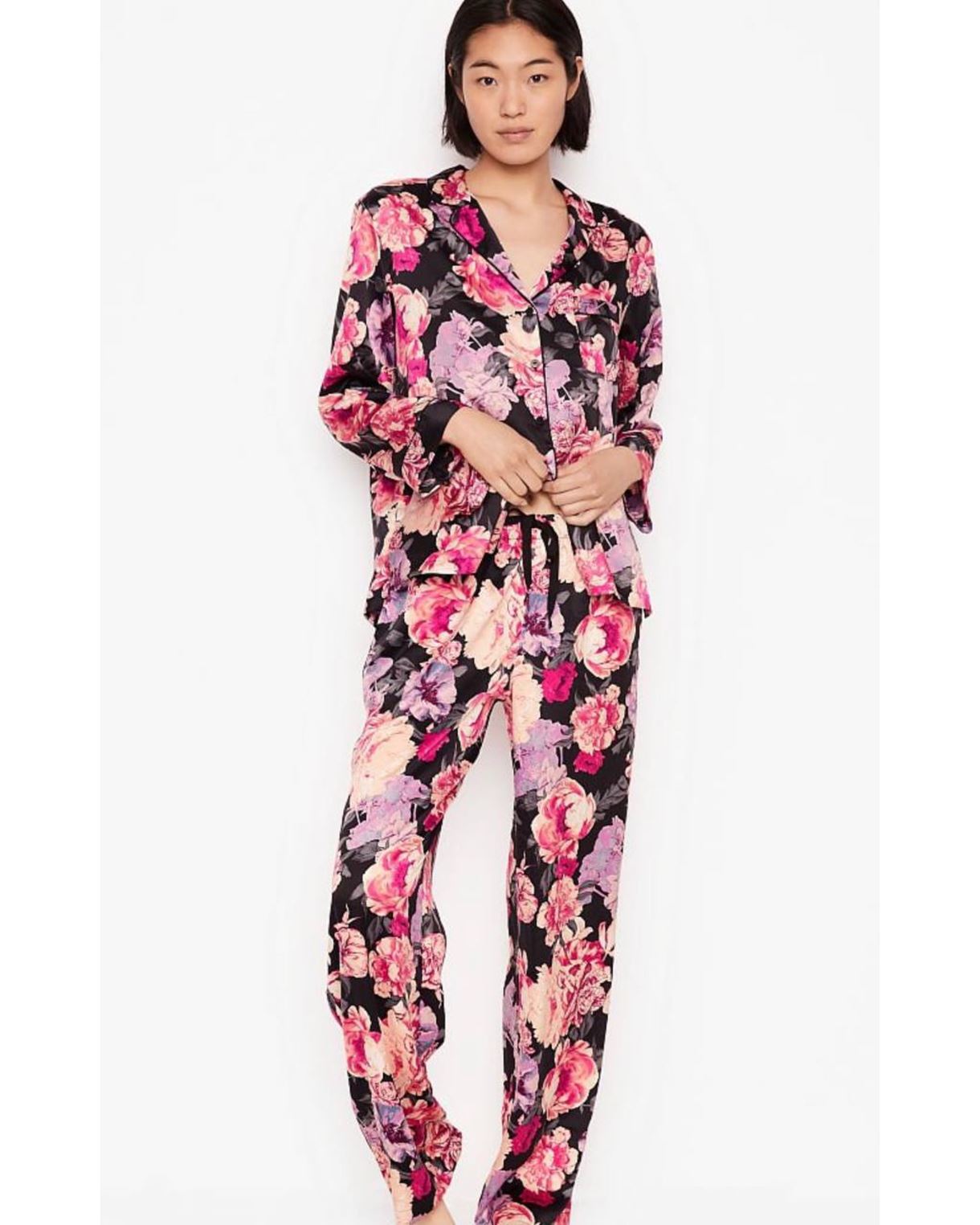Сатинова піжама VICTORIA’S SECRET THE SATIN LONG PJ SET FLORAL