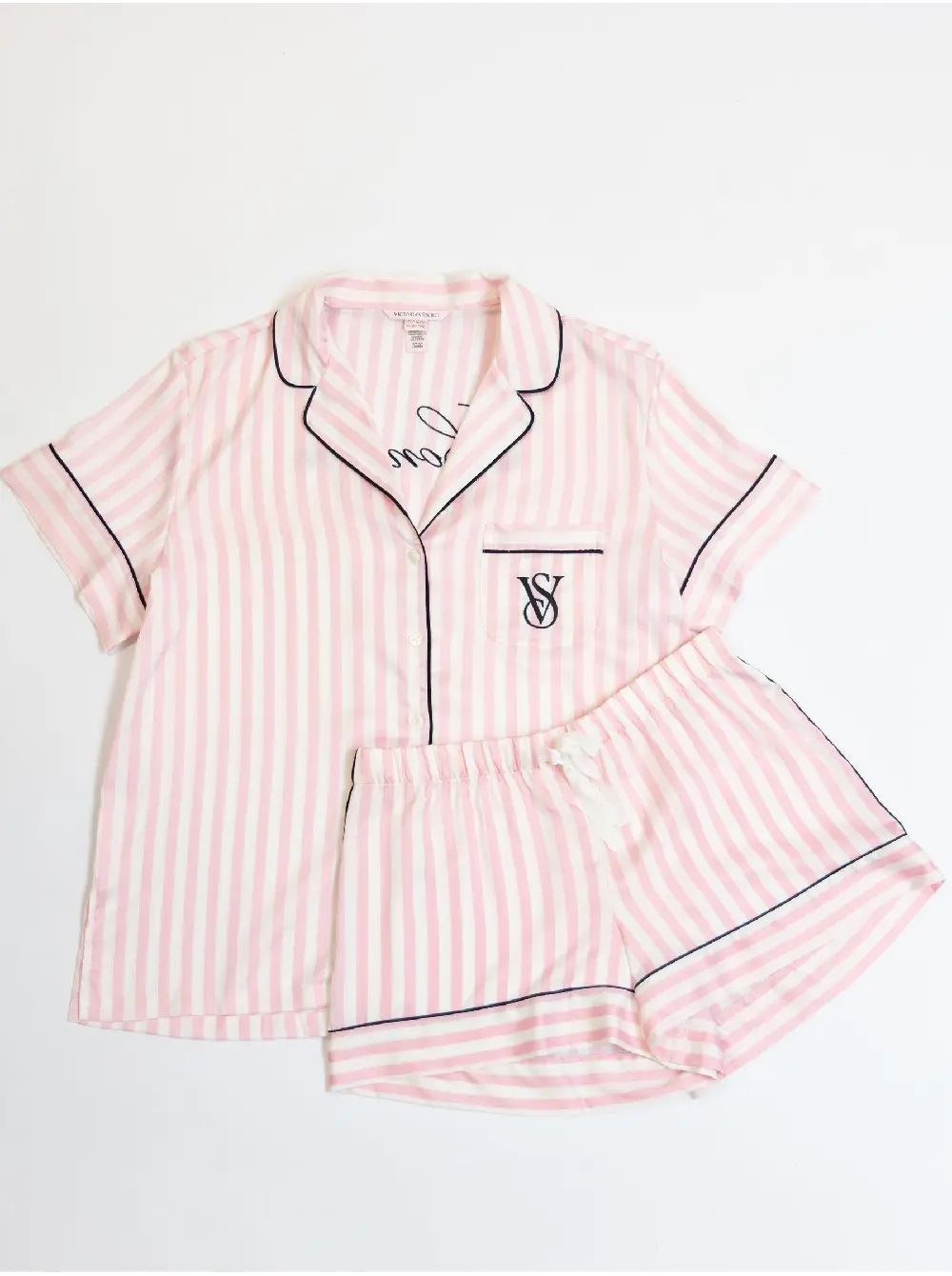 Піжама Pink Iconic Stripe Short Sleeve London Satin Pyjamas Victoria's Secret розмір M