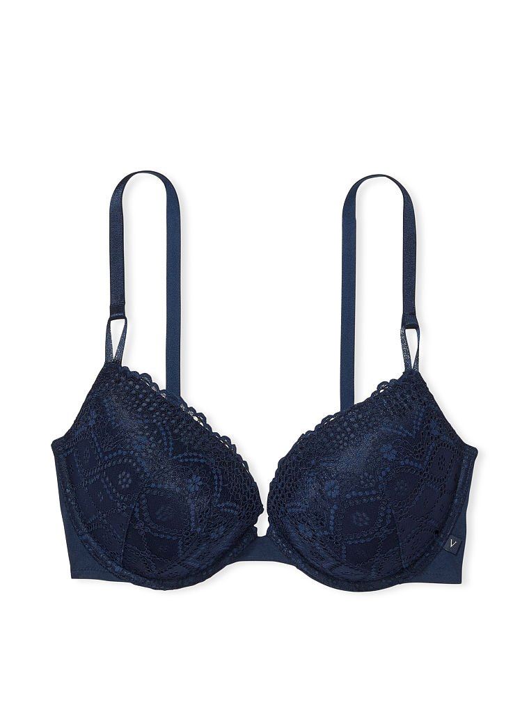 Мереживний Бюст Victoria’s Secret - sexy tee lightly-lined Demi bra in eyelet lace (noir navy) Size 36B
