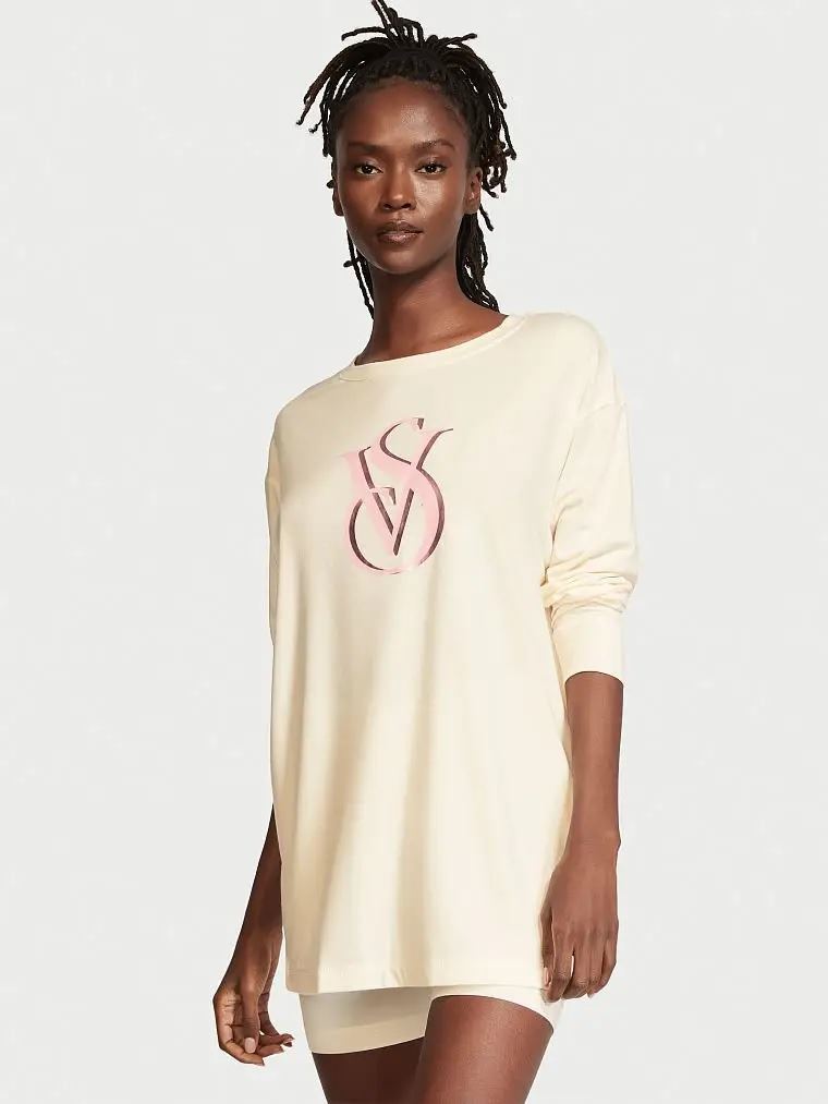 Піжама Victoria’s Secret лонгслів + шортики бежева S regular