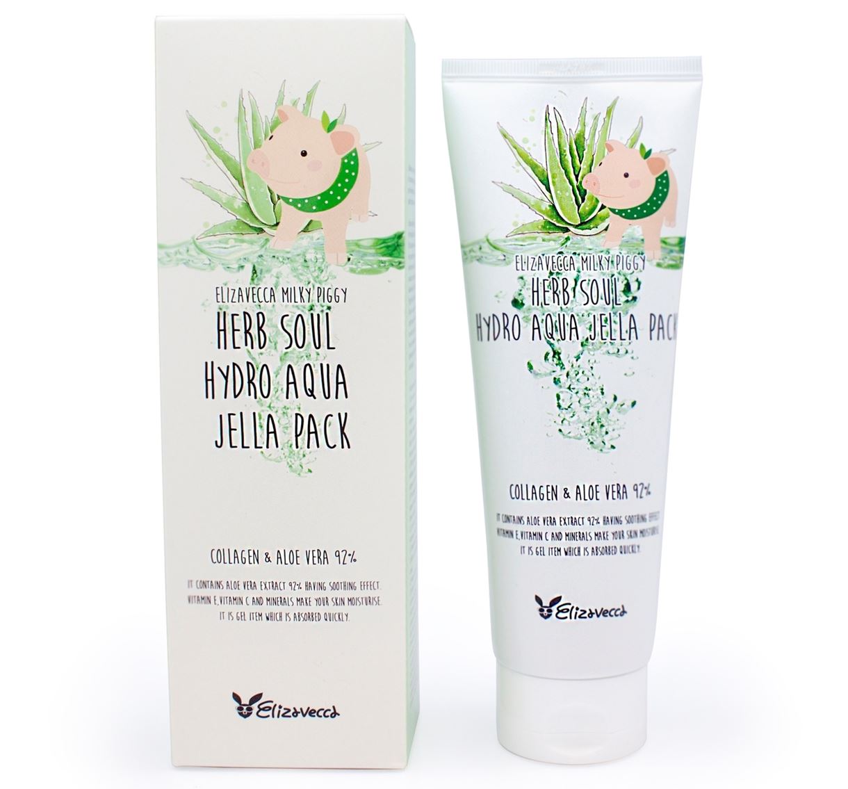 Маска зволожуюча з алое і коллагеном Elizavecca Face Care Milky Piggy Herb Soul Hydro Aqua Jella Pack, 250мл