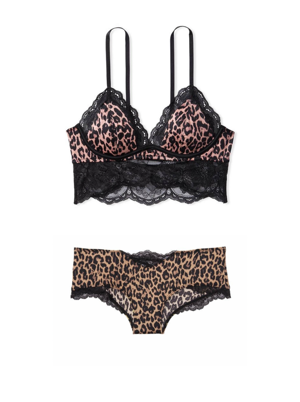 КОМПЛЕКТ БІЛИЗНИ LUXE LINGERIE LEOPARD UNLINED LACE BRALETTE CHEEKY PANTY