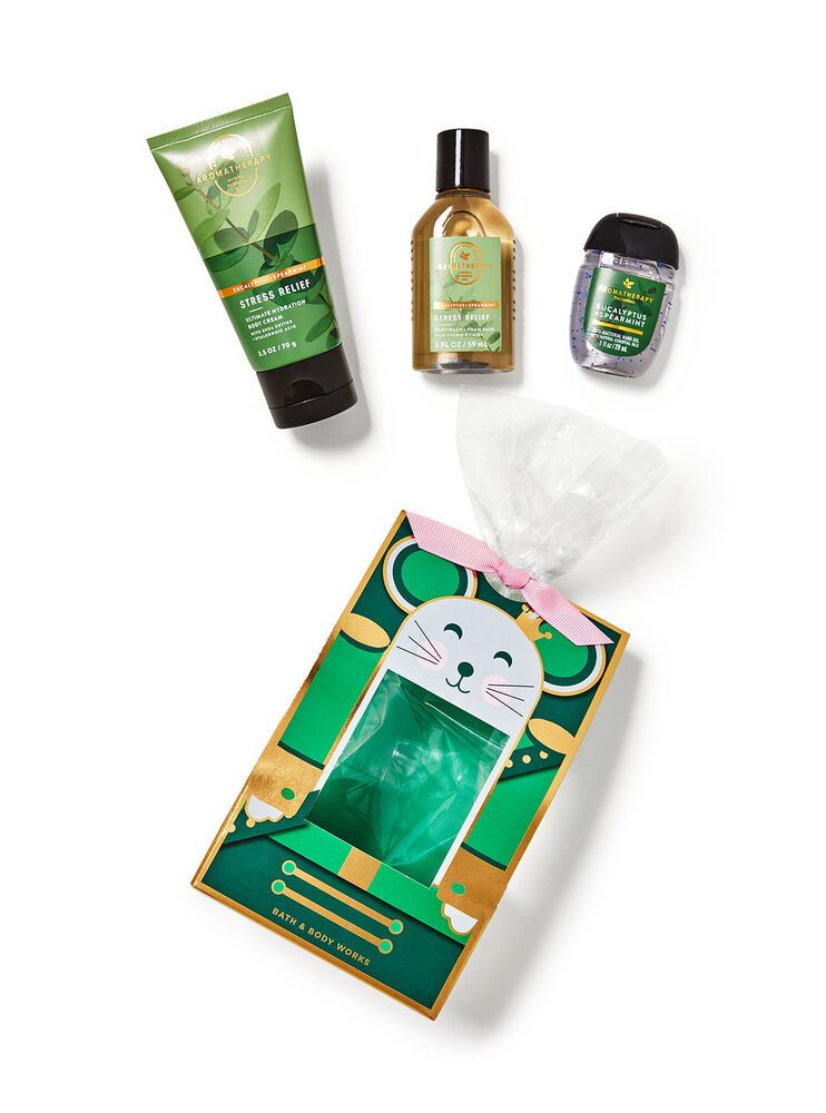 Подарунковий набір Bath and body works - Eucalyptus Spearmint Mini Gift Box Set (крем для тіла (70 мл), гель для душу (59 мл) санітайзер (29 мл)
