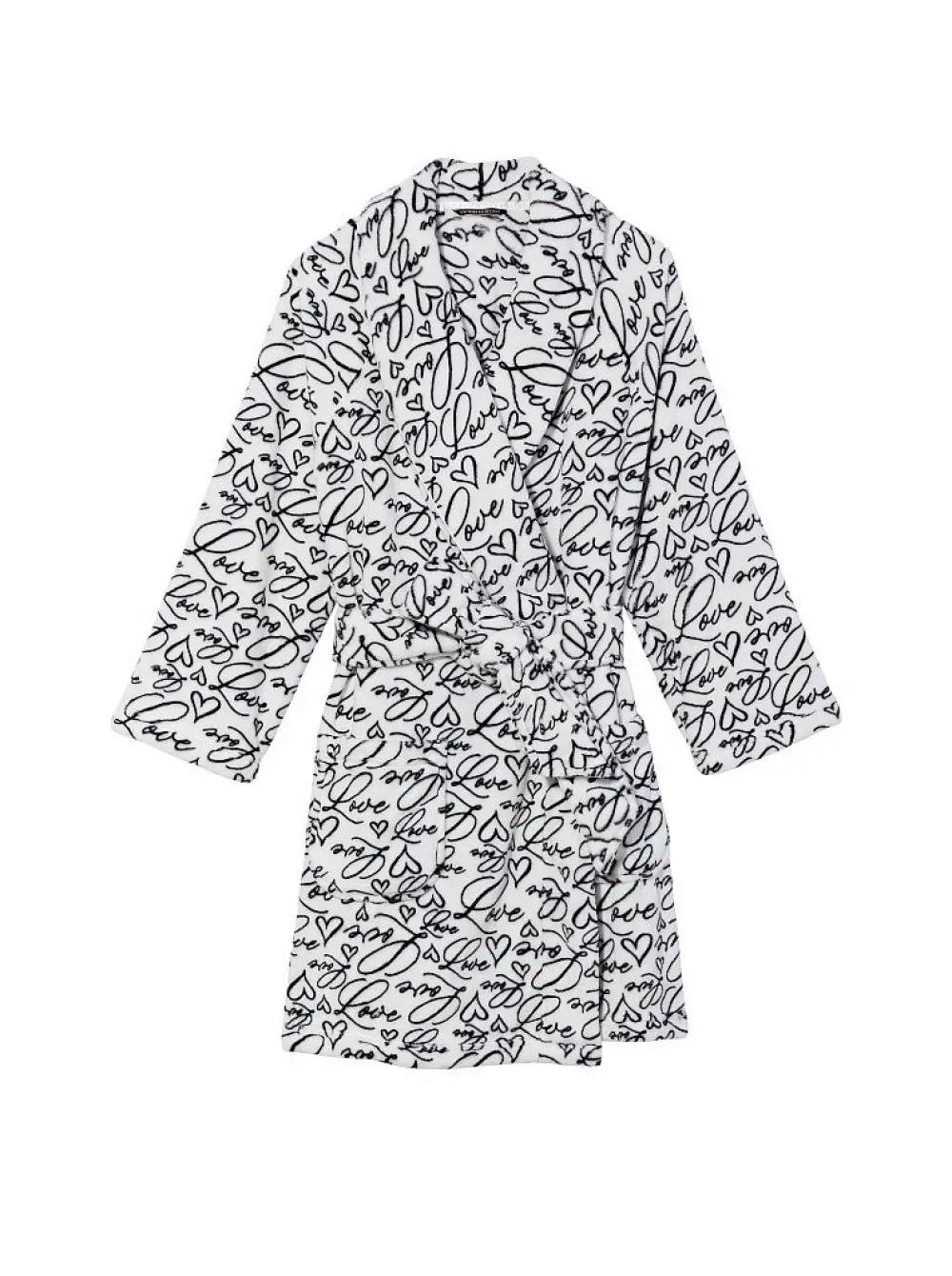 ПЛЮШЕВИЙ ХАЛАТ VICTORIA'S SECRET SHORT COZY ROBE COCONUT HEARTS XS/S